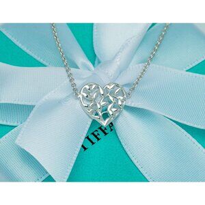 Tiffany & Co. Olive Leaf Heart Bracelet Paloma Picasso Sterling Silver 9" Long